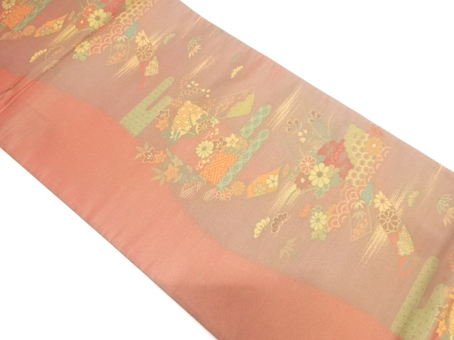 JAPANESE KIMONO / VINTAGE FUKURO OBI / SILK / WOVEN CLASSICAL PATTERN